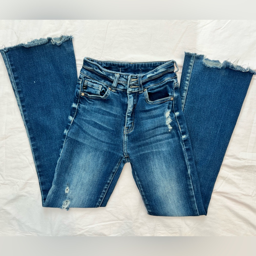 KanCan Blue Distressed Bootcut Jeans